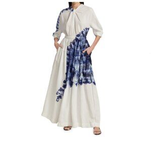 Proenza Schouler Resort Tie-Dye Boho Runway Flowy Linen-Blend Maxi Dress Size 6